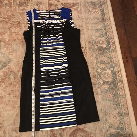 Spense NWT black and blue striped flattering style career dress size 10 - Picture 3 of 6